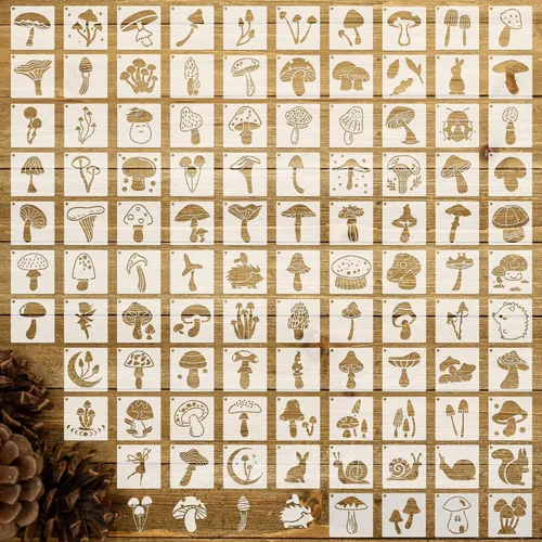 Vista 12 de 100 plantillas para pintar en madera, plantillas reutilizables para manualidades, plantillas de dibujo, papel de pared festivo para bricolaje, álbum