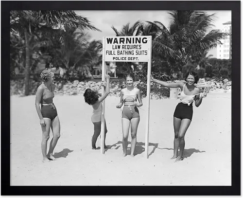Vista 49 de Poster Master Póster vintage de mujeres en la playa, impresión de moda, arte de traje de baño, regalo glamoroso para hombres, mujeres, nadadores