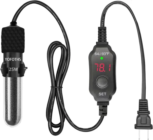Vista 9 de YOFOTHS Mini calentador ajustable para acuario de 0.5/1/2/3 galones, sumergible, calentador de pecera pequeño, 10 W/20 W/30 W, termostato