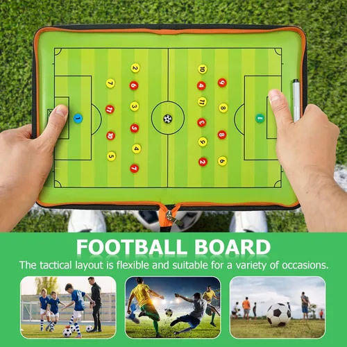 Vista 4 de RoseFlower Tabla de entrenamiento de fútbol, tablero magnético de estrategia de tácticas de fútbol, portapapeles borrables con imanes y rotulador