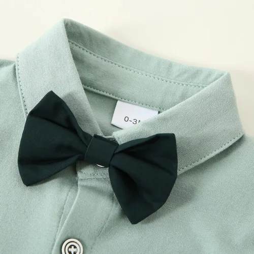 Vista 2 de WESIDOM Ropa de bebé niño 0-18M recién nacido traje de caballero, camisa+pajarita+boina+pantalón con tirantes Conjunto de ropa para bebé niño