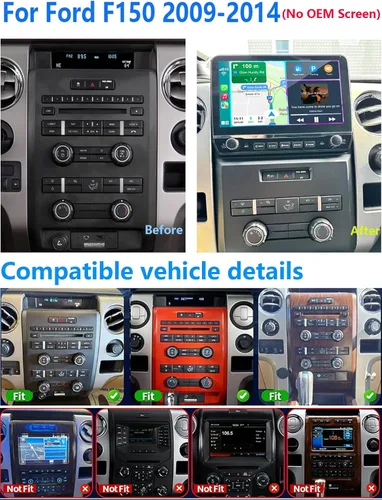 Vista 3 de Radio de coche estéreo para Ford F150 2009 2010 2011 2012 2013 2014 con Carplay inalámbrico Android Auto 10 pulgadas pantalla táctil navegación