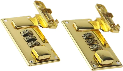 Vista 3 de Cerradura de combinación de maleta de equipaje, hebilla de bloqueo de contraseña de 3 dígitos para caja de herramientas, con tornillos (dorado)