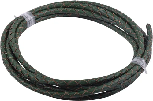 Vista 40 de 2 yardas 8.0mm Cordón redondo de cuero trenzado auténtico marrón antiguo para corbata de bolo