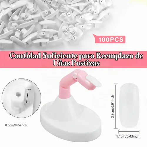 Vista 4 de Dedos de práctica para uñas acrílicas, dedos falsos movibles flexibles para practicar uñas postizas, 1 práctica de dedo rosa ajustable, 1 base