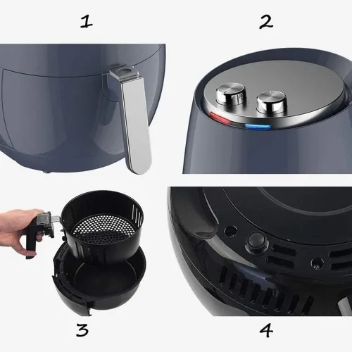 Vista 7 de Horno freidora de aire, freidora eléctrica de aire caliente, 1400 vatios, cocina con control de temperatura, apagado automático, sin BPA, cesta