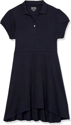 Vista 10 de Nautica Girls School Uniform Short Sleeve Polo Dress Corbata Delantera Azul Marino