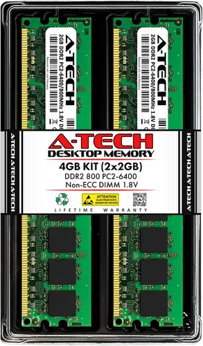 Vista 7 de A-Tech 1 GB DDR2 667 MHz UDIMM PC2-5300 CL5 1.8V DIMM Non-ECC Unbuffered Módulo de memoria RAM de escritorio