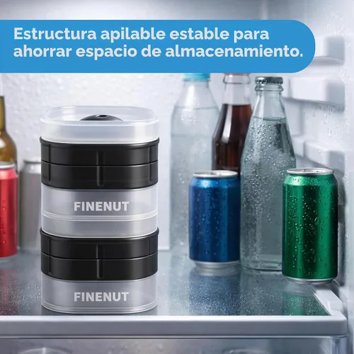 Vista 4 de Molde de silicona para hacer bolas de hielo con tapa, paquete de 4 – Molde redondo para cubitos de hielo de esfera grande de 2.5 pulgadas