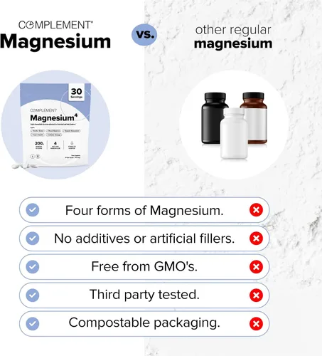 Vista 8 de COMPLEMENT Magnesio - Complejo de 4 formas biodisponibles - Malato, Taurato, Bisglicinato, Orotate - Suplemento para relajación, recuperación