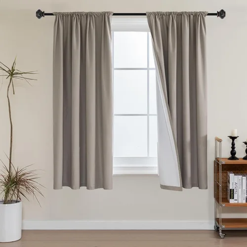 Vista 12 de H.VERSAILTEX Cortinas 100% de opacidad para cocina, con aislamiento térmico, cortinas opacas completas con forro blanco, cortinas de eficiencia