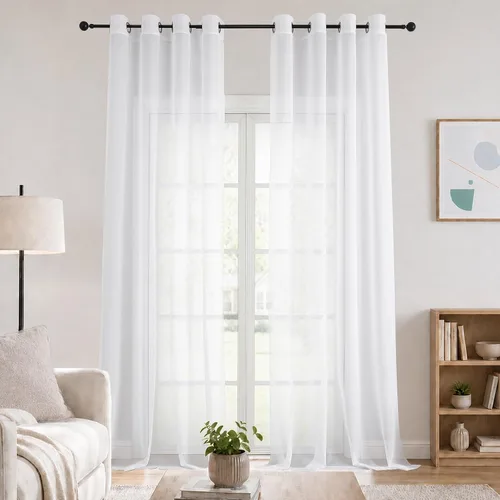 Vista 16 de OWENIE Cenefa transparente con ojales negros para ventanas, 2 paneles de 52