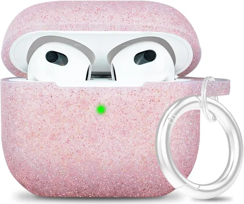 Vista 26 de LitoDream - Funda de silicona suave y flexible con llavero para Apple AirPods 2 y 1, para niñas (vaca; blanco con cactus)