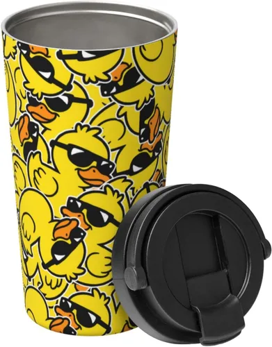 Vista 7 de bassyil Taza de café aislada de Navidad de 17 onzas con asa de tapa abatible, vaso de viaje aislado de acero inoxidable, a prueba de derrames