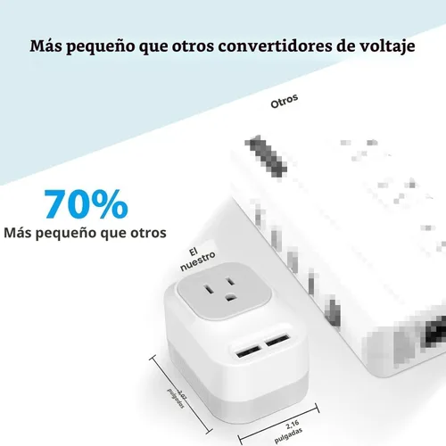 Vista 3 de Mapambo Convertidor de voltaje de Estados Unidos a Europa Viajes: Adaptador de viaje universal internacional con carga rápida 2 USB-A 2 puertos