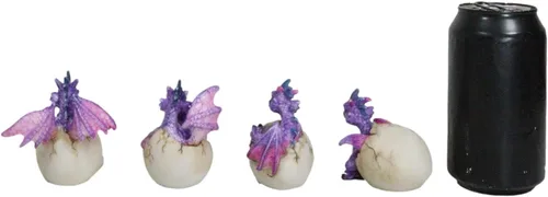 Vista 7 de Ebros Gift Fantasy Flying Beasts Juego de 4 crías de dragón de bebé Spyro púrpura que salen de huevos Figuras decorativas Calabozos y Dragones