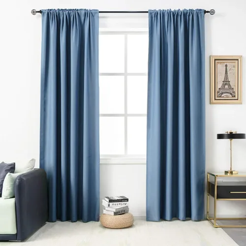 Vista 42 de DUALIFE Cortinas opacas de 45 pulgadas de largo, 2 paneles para ventanas pequeñas de dormitorio, aislamiento térmico, bolsillo para barra, cortinas