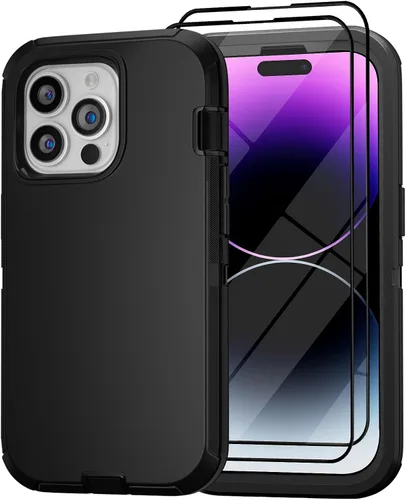 Vista 15 de Funda para iPhone 14 Pro Max de 6.7 pulgadas con clip para cinturón con 2 protectores de pantalla, 2 protectores de lente de cámara, cubierta