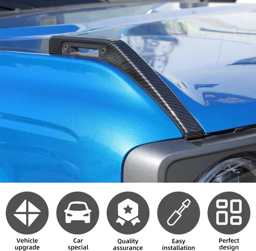 Vista 3 de Cubierta de Bisagra Compatible con Capó del Motor para Ford Bronco 2021-2025, Kit de 2 Piezas de Accesorios Decorativos Exteriores de Trim Trail