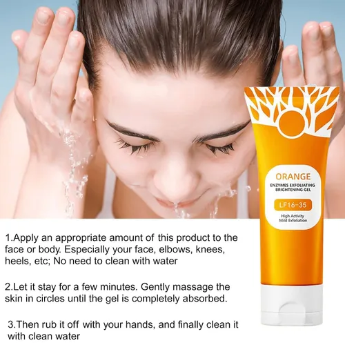Vista 7 de 2 unidades de gel exfoliante naranja para cara y cuerpo, exfoliante de limpieza profunda de poros para eliminar puntos negros, hidratante y suave