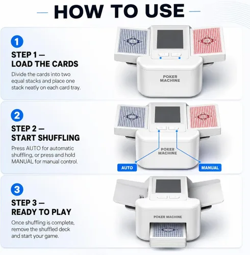 Vista 3 de Barajador automático de tarjetas para 1-2 cubiertas, barajador de tarjetas