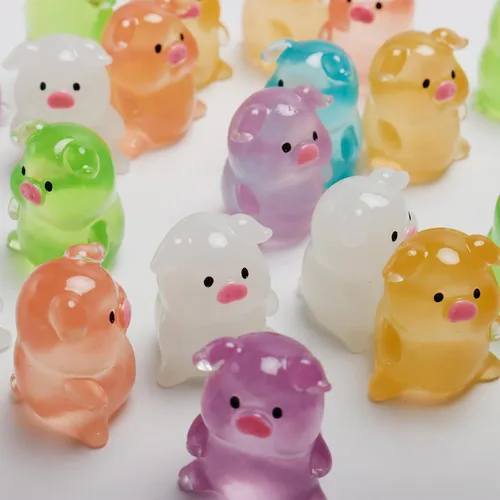 Vista 6 de Exasinine 30 figuras de cerdito en miniatura luminosas y pequeñas estatuas de cerdito para decoración de pasteles, manualidades, decoración