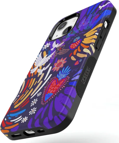 Vista 3 de Carcasa Casely iPhone 14 Viva la Vida Collage de Frida Kahlo Compatible con MagSafe Diseño protector audaz