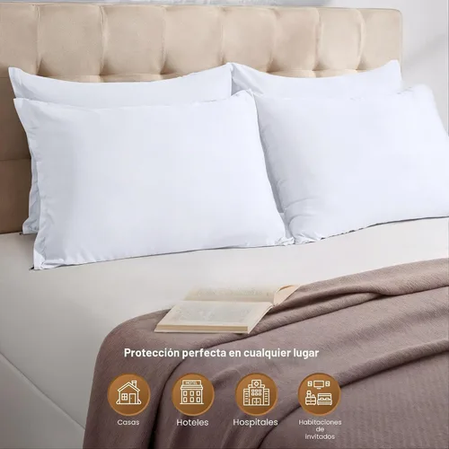 Vista 6 de Utopia Bedding Paquete de 4 protectores de almohada con cremallera tamaño estándar, fundas de almohada de tela de microfibra cepillada suave Blanco
