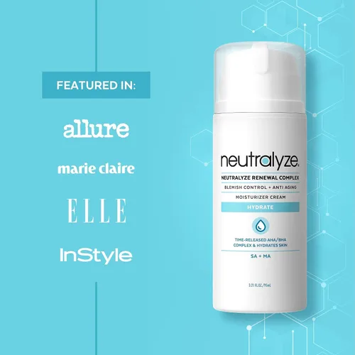 Vista 5 de Neutralyze Renewal Complex Crema hidratante para acné para cara, liberación temporal, grado médico 2% ácido mandélico y ácido salicílico, crema