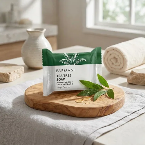 Vista 2 de FARMASi Jabón de árbol de té, barra limpiadora de piel grasa y propensa a manchas para cara y cuerpo, limpieza diaria aclaradora, 4.41 onzas