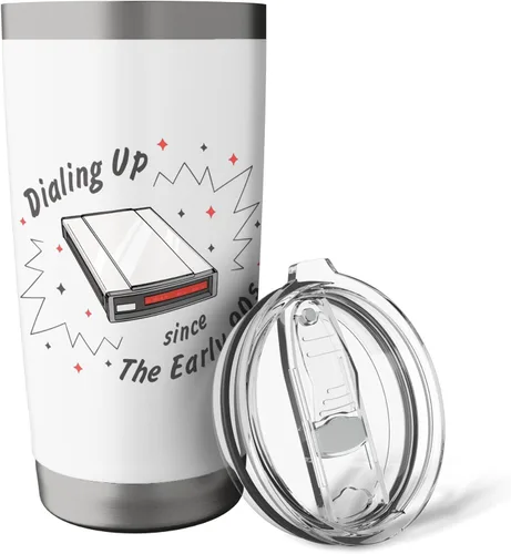 Vista 5 de 90s Nostalgia Retro 90s Dial Up Internet Vintage Stainless Steel Insulated Tumbler