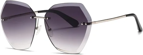 Vista 8 de AEVOGUE Gafas de sol para mujer de gran tamaño sin montura con lentes de corte de diamante AE0534 dorado y marrón