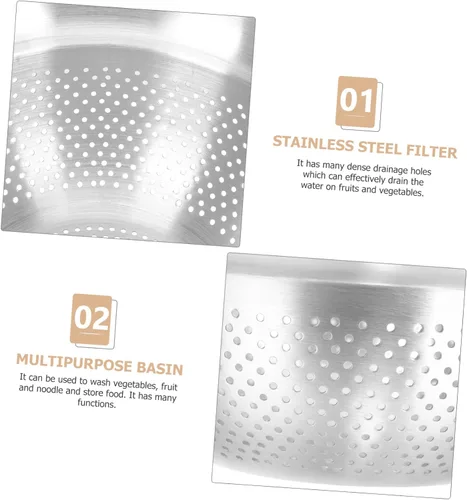 Vista 9 de Stainless Steel Vegetable Strainer Multi Purpose Colander for Cooking Washing Rice Fruits Capacity Design Kitchen Tool for Effortless Food