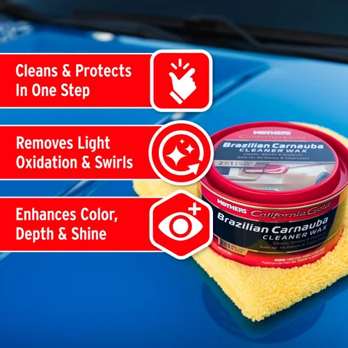 Vista 3 de Cera líquida Mothers California Gold Brazilian Caranuba Cleans & Waxes in One Step, Removes Oxidation & Swirls, Premium Carnauba Shine &
