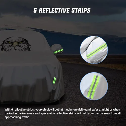 Vista 8 de Nilight Funda impermeable para automóvil SUV para todo tipo de clima, protección UV, resistente al viento, para exteriores, cubierta completa