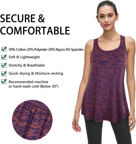 Vista 60 de Cestyle - Camiseta sin mangas para mujer, cuello redondo, corte holgado, para entrenamiento
