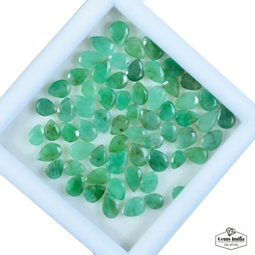 Vista 4 de gemsindia 20,60 quilates esmeralda colombiana natural corte pera hermosa joyería suelta piedras preciosas 63 piezas tamaño 0.157-0.236in