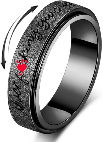 Vista 6 de Anillo Inicial Giratoria de Ansiedad para Mujeres Anillo de Ansiedad para Mujeres y Hombres Anillo de Pulgar para Hombres Anillo Giratoria de Plata