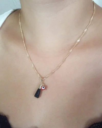 Vista 5 de Collar de Protección para Mujer Genuino Azabache Colgante Cadena Mal de Ojo