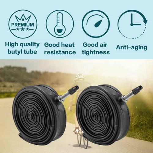 Vista 4 de Paquete de 2 neumáticos de bicicleta de 700 x 23C/25C/28C/35C/38C Plus tubos interiores de bicicleta, válvula Presta de 48mm o válvula Schrader