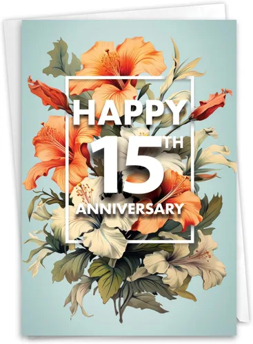 Vista 12 de NobleWorks Tarjeta de hito de trabajo del 15º aniversario (cotrabajador) con sobre de 5 x 7 pulgadas para hombres y mujeres, parejas (1 tarjeta) 15