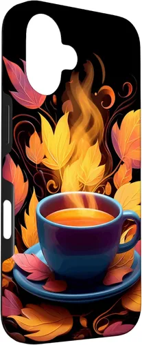 Vista 3 de iPhone 16 Coffee Autumn Leaves Fall Season Caffeine Thanksgiving Case