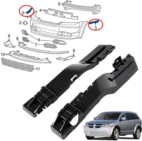 Vista 5 de Juego de Soportes de Parachoques Delantero Izquierdo y Derecho Compatible con Dodge Journey 2009 2010 2011 2012 2013 2014 2015 2016 2017 Reemplazo