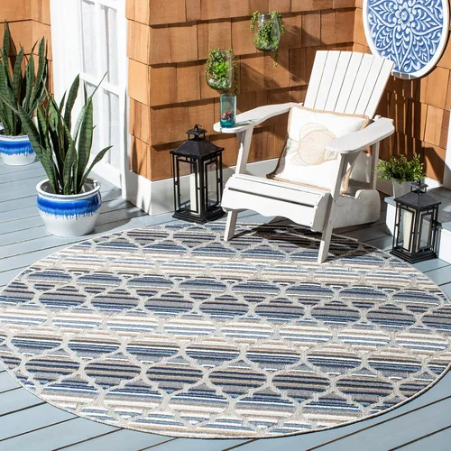 Vista 7 de SAFAVIEH Alfombra lavable para exteriores, colección Cabaña, 2'2" x 5', azul y gris, no desprende pelusa y fácil de limpiar, entrada puerta