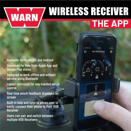 Vista 6 de WARN 103945 Receptor inalámbrico HUB y aplicación de teléfono - para cabrestantes de camiones (Zeon, VR, VR EVO) Bluetooth Compatible, Wireless