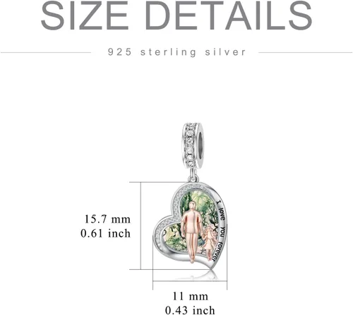 Vista 182 de PROESS Dije para padre, madre e hija, pulsera de plata de ley para pulseras, regalos de cumpleaños, día de San Valentín, para hija, madre, amante