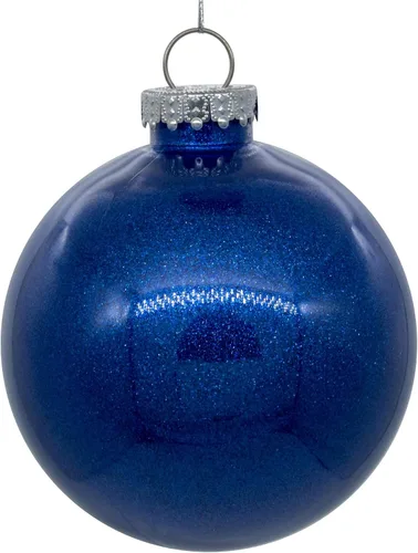 Vista 37 de Vickerman Adorno navideño de bola transparente de 3 pulgadas con interior de purpurina dorada antigua. Oro envejecido