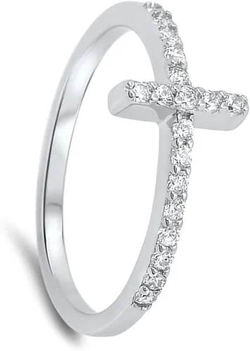 Vista 2 de ELIJA SU COLOR anillo de plata esterlina con diseño de cruz