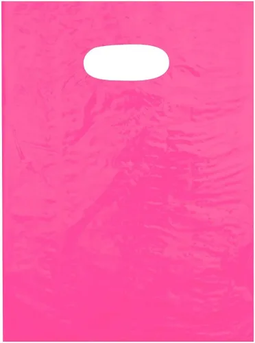 Vista 5 de Bolsas de compras de plástico con asas troqueladas de 9x12, negras, 100/cs – Bolsas marca directa