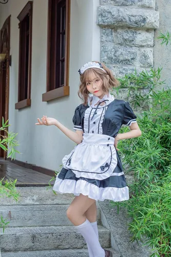 Vista 8 de Disfraz de criada japonesa para mujer estilo clásico delantal de criada Lolita disfraz de Halloween